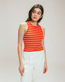 Playera Cropped Sin Mangas,ROJO